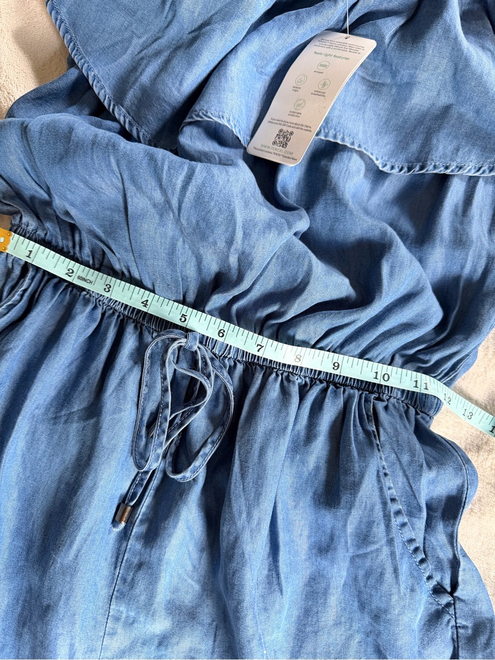 Blue Ruffle Off-Shoulder Romper - Picture 7 of 8